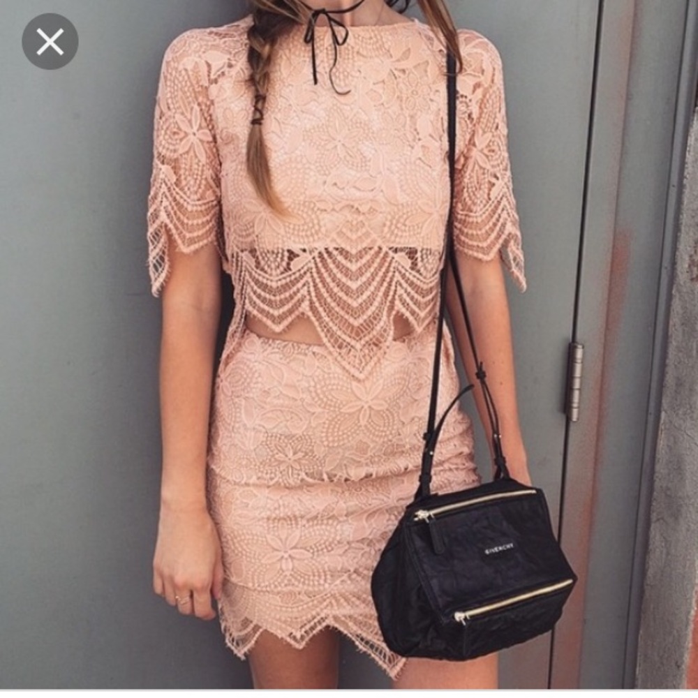 For love and lemons lace top miniskirt guava small